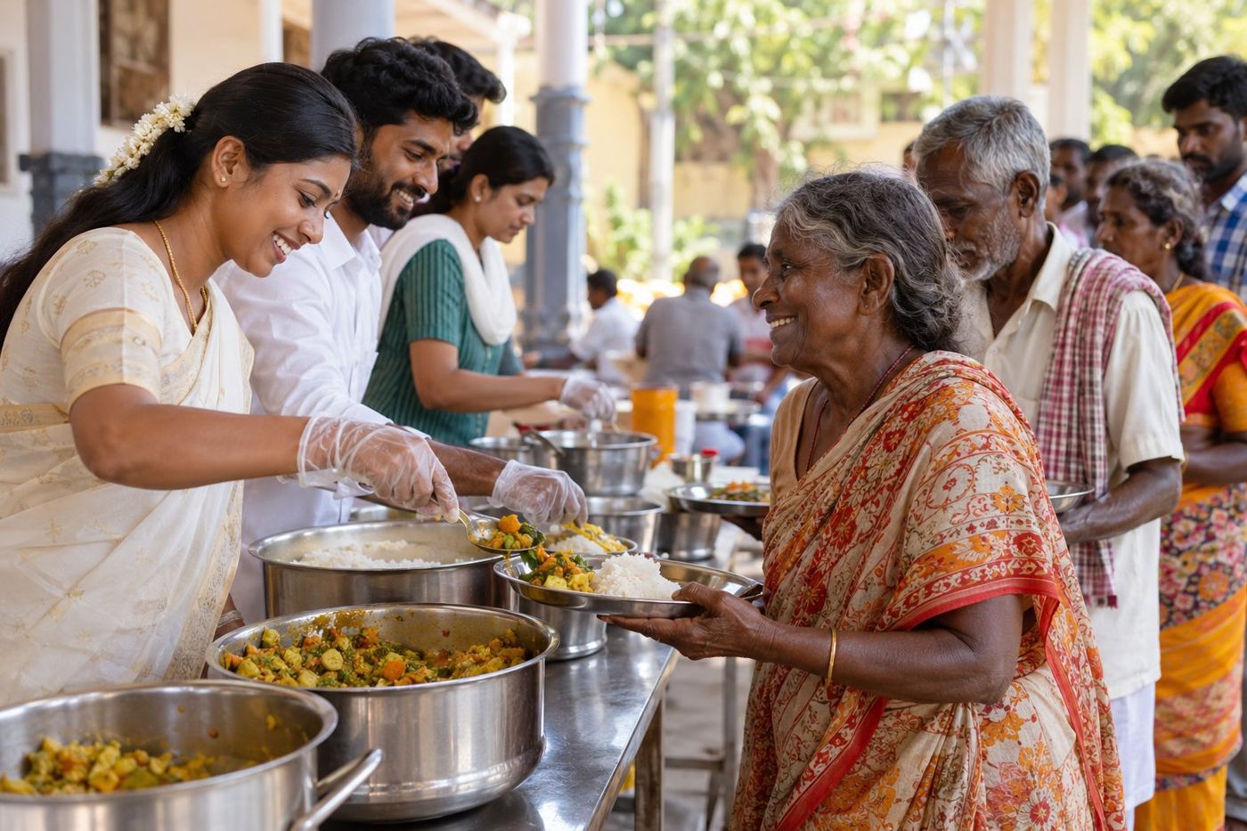 Illustrative image of volunteers serving meals